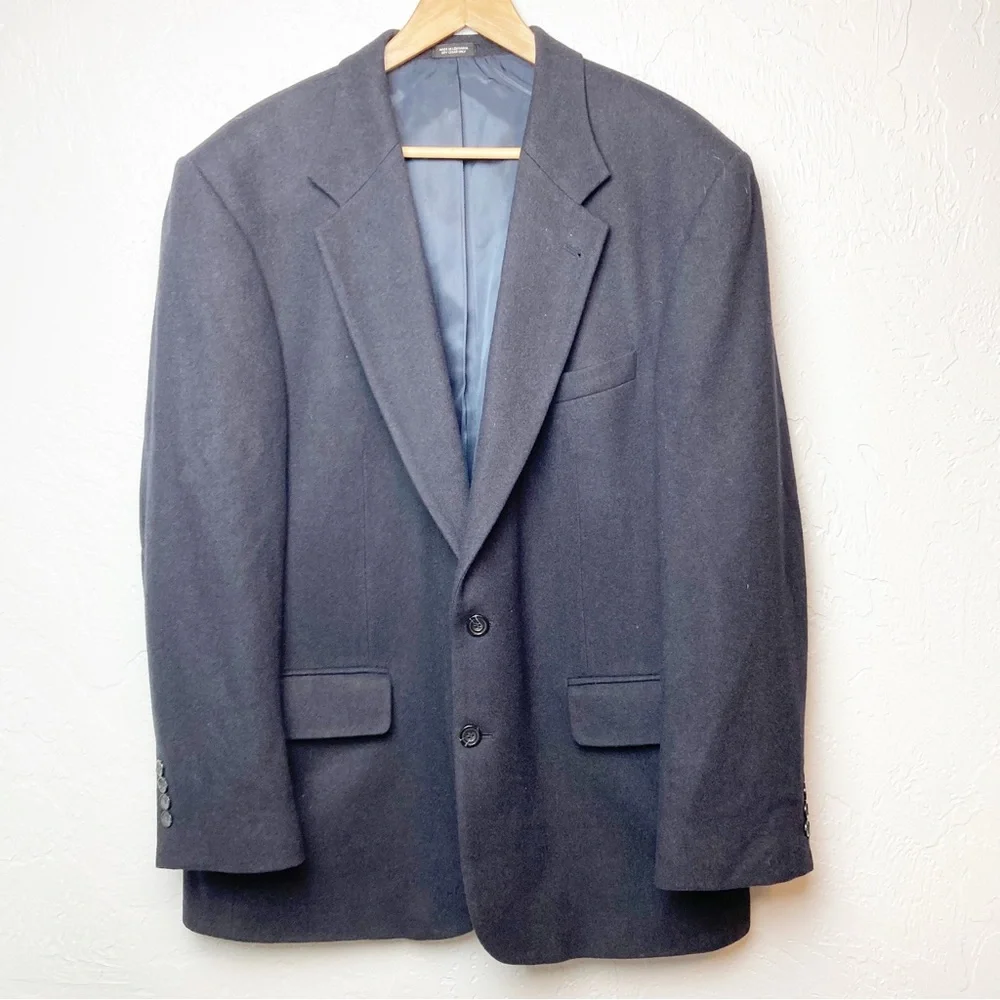 Oscar de la Renta cashmere blend wool suit sport jacket blazer 46R navy blue